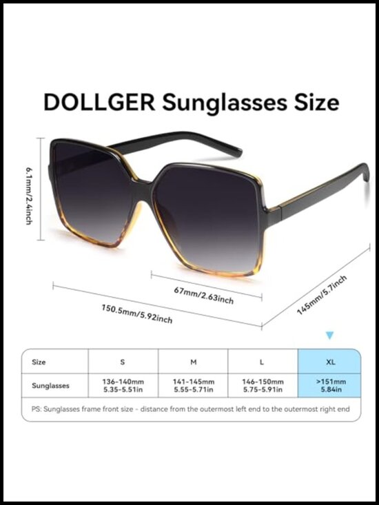 Oversized Square Sunglasses UV400 Protection Unisex Fashion Shades main image 5